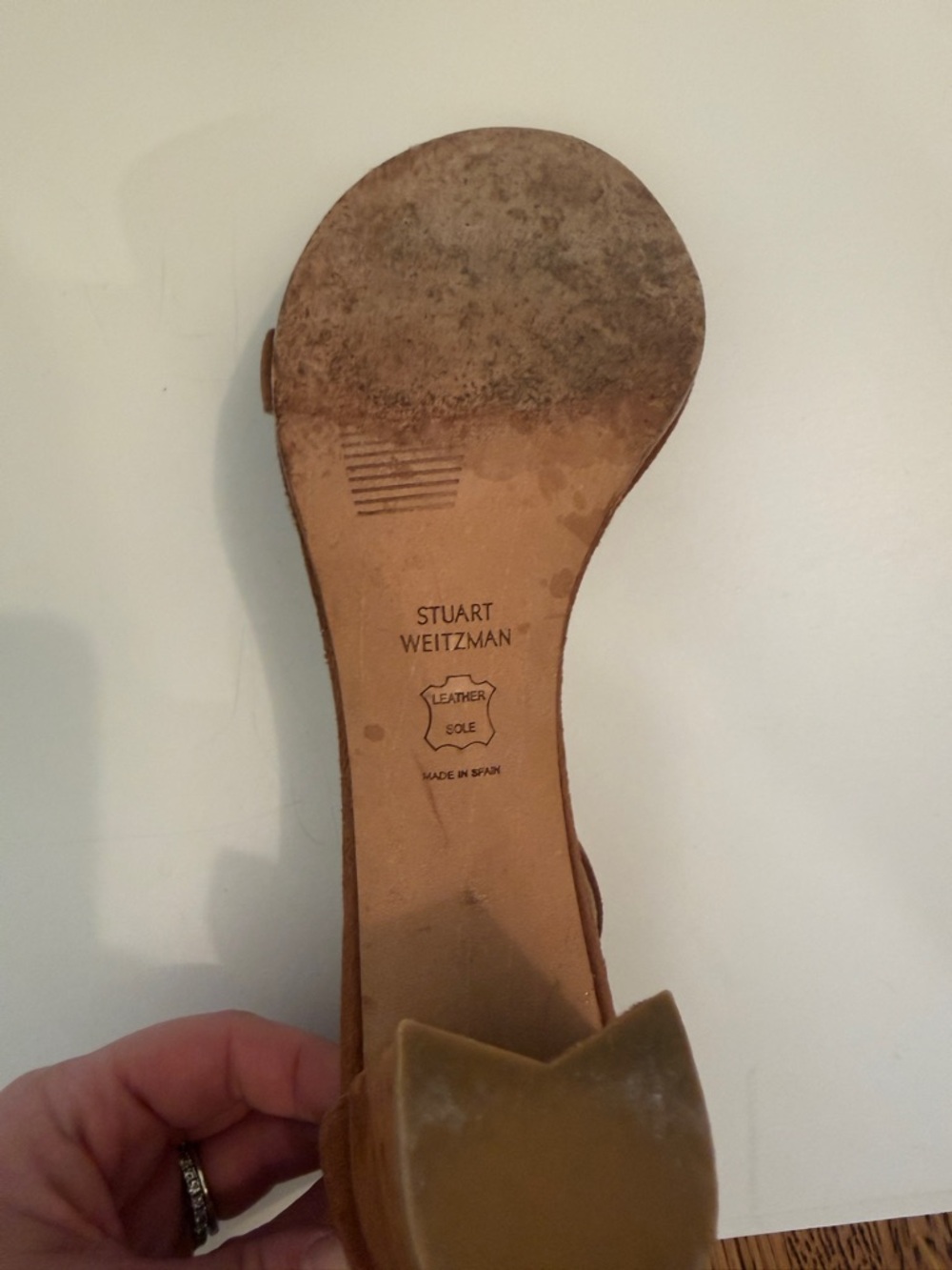 Stuart Weitzman Suede Ankle Strap Block Heel Sandals Brown Carmel Brown size 7.5 - Picture 12 of 16